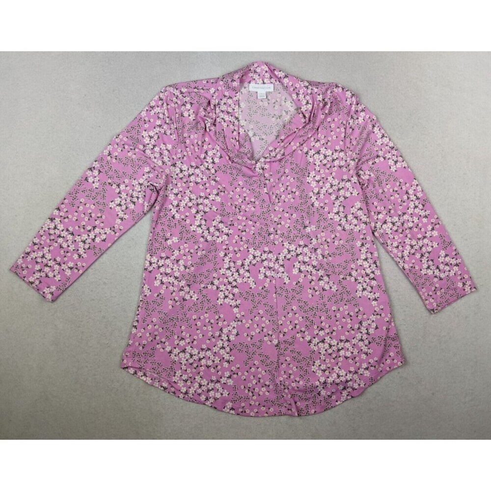CHARTER CLUB - WOMEN'S LAVENDER PURPLE FLORAL PRINT STRETCH KNIT TOP - SIZE S